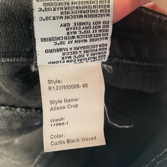 R13 jeans Allison crop Japanese Denim black gray women’s size 31 made in Italy - Picture 6 of 7